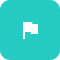 A white flag icon with a rectangular flag and a short pole is centered on a rounded teal square.